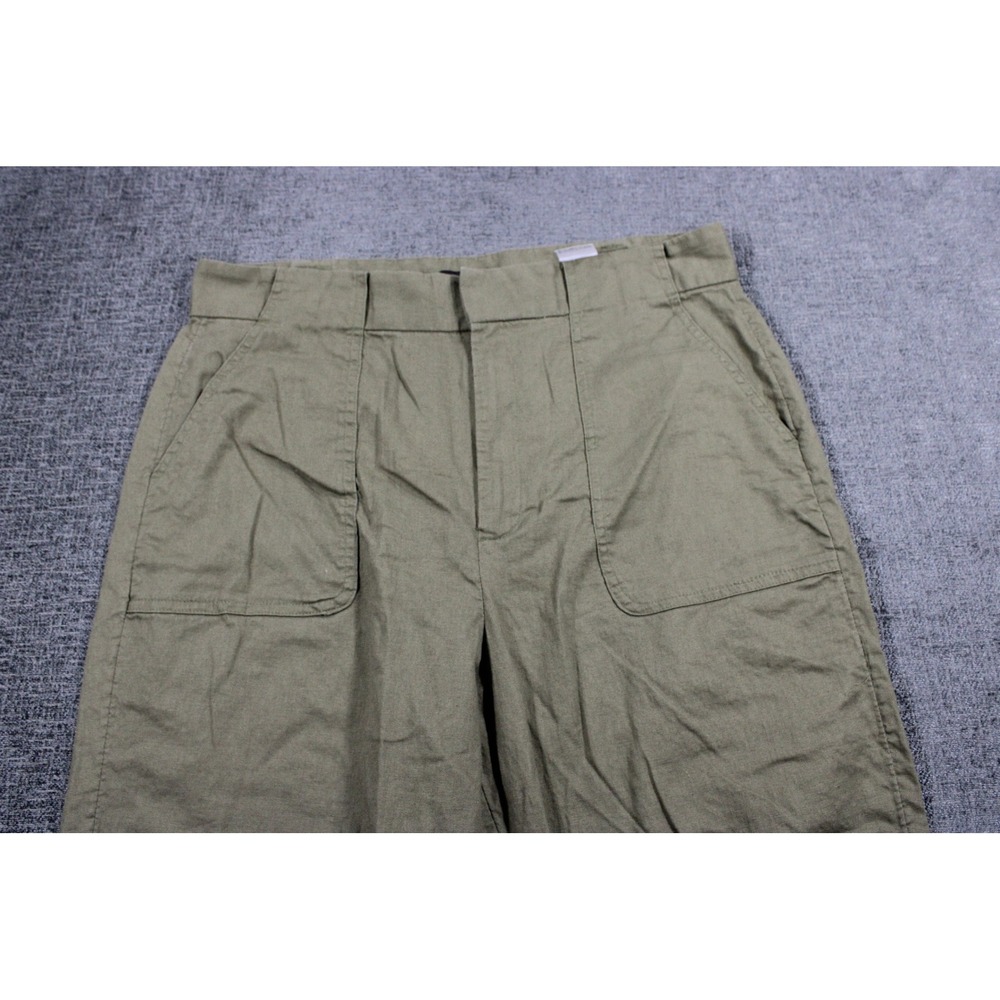 Banana Republic Womens Olive Green Linen Blend Utility Chino Pants Size 14